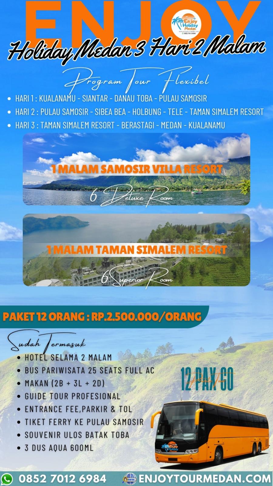 3D2N Lake Toba Tour + Taman Simalem Resort