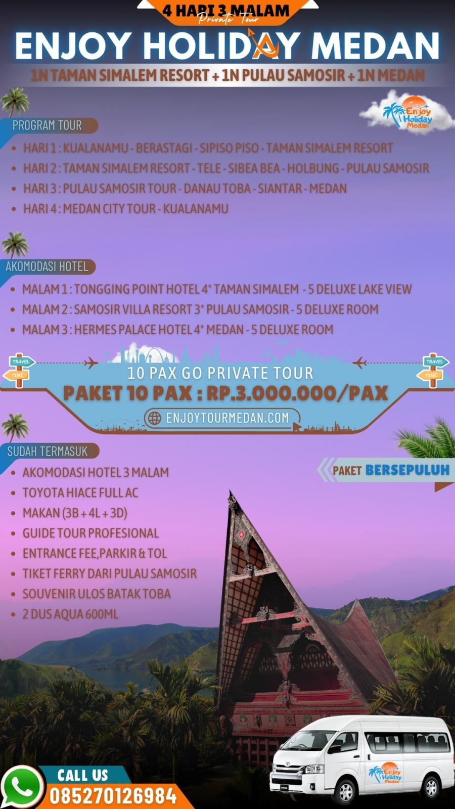 4 Hari / 3 Malam Paket Wisata Danau Toba Terbaik