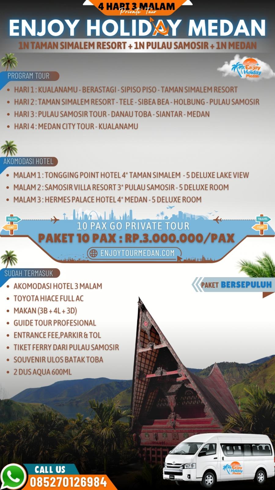 4 HARI / 3 MALAM PAKET WISATA MEDAN DANAU TOBA MURAH